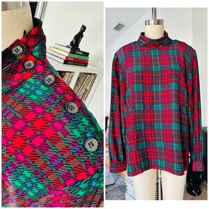 Vintage Multicolor Houndstooth Blouse